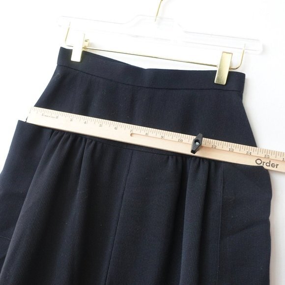 CHRISTIAN DIOR Skirt XS Black Midi Pleated Wool Silk Luxury Pret A Porter $1,850 - Picture 6 of 14